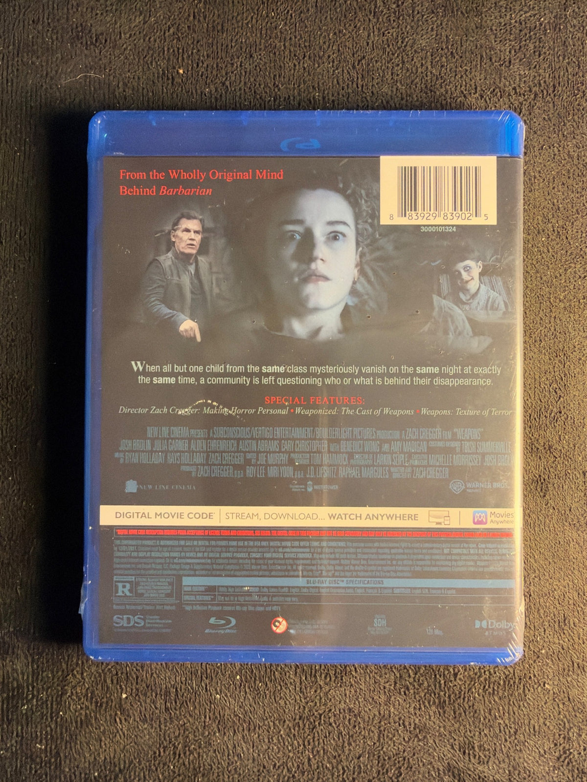 Weapons (Blu-ray, Warner Bros., Modern Horror., Widescreen, NEW/Sealed)