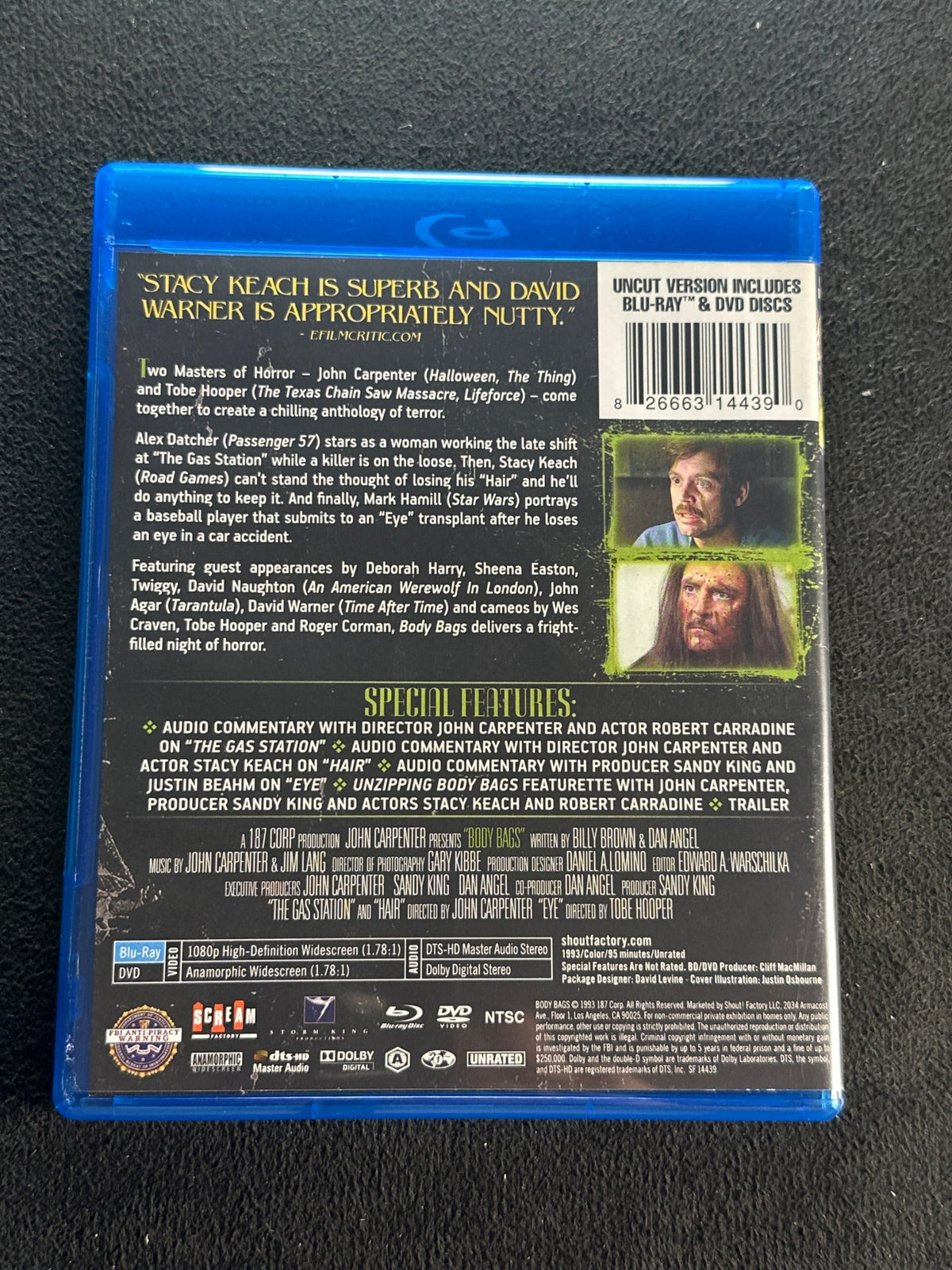 Body Bags (Blu-ray,/DVD, Scream Factory, Collector's Edition, 90's Horror)