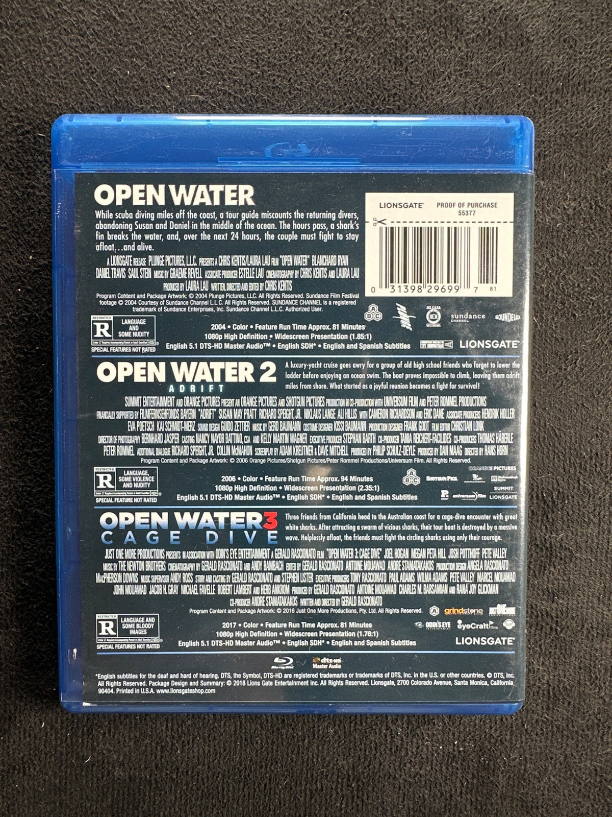 Open Water 3-Film Collection (Blu-ray, Linosgate, Classic Shark Horror)