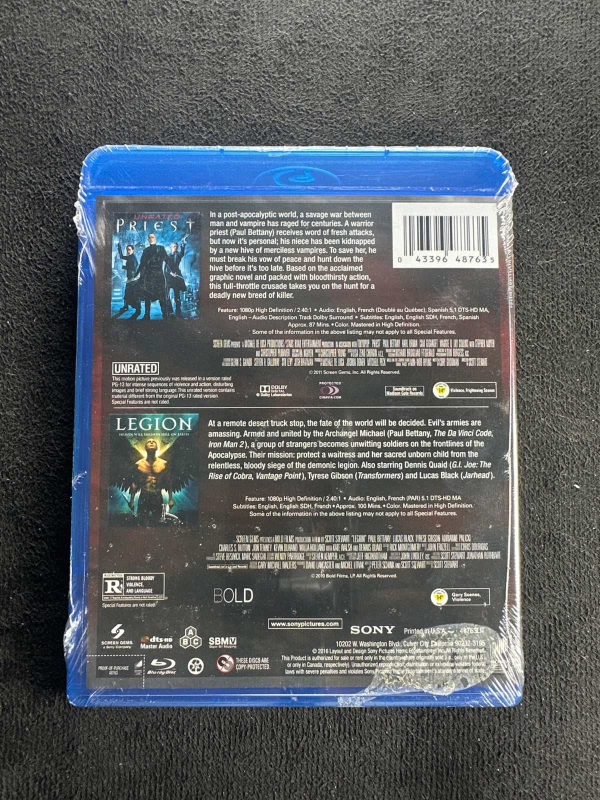 Double Salvation 2-Pack: Priest / Legion (Blu-ray, Sony Pictures, NEW/Sealed)