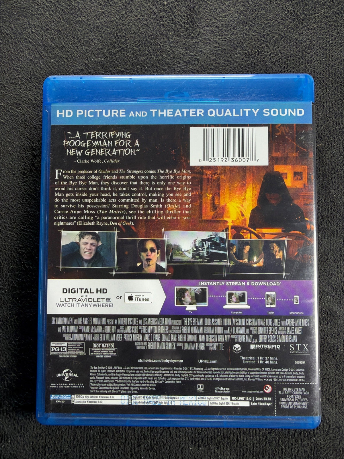 The Bye Bye Man (Blu-ray, Universal Studios, Signed By Jenna Kanell, No Digital)