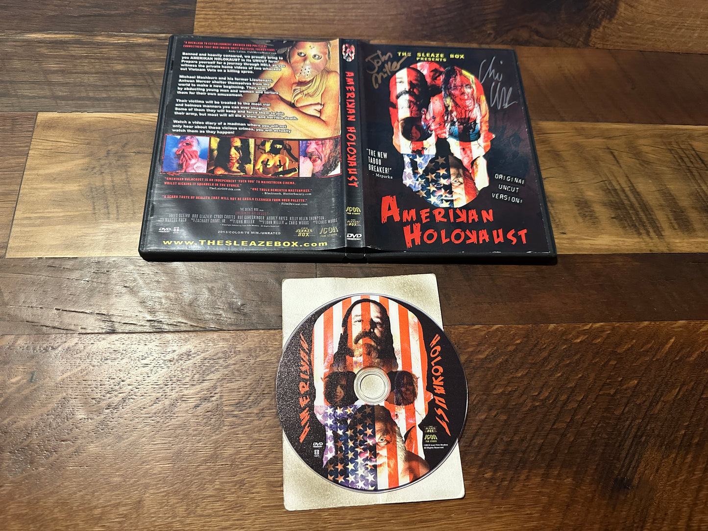 Amerikan Holokaust DVD-Sleaze Box-Signed X2-Disturbing Horror-
