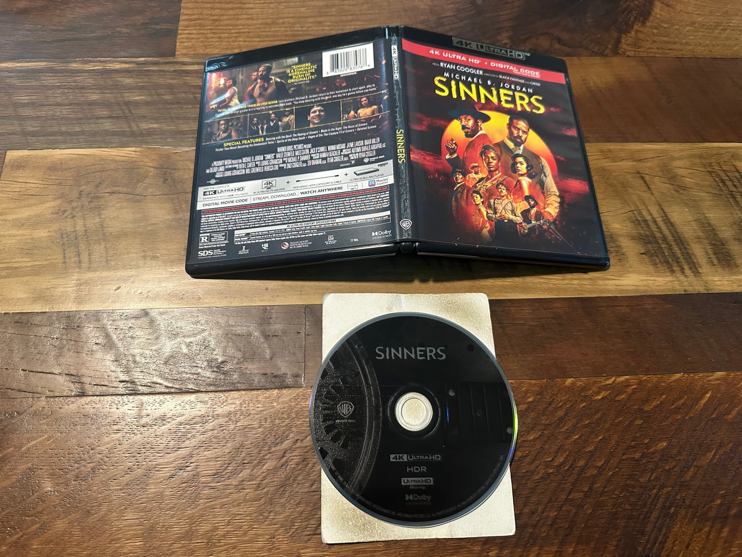 Sinners (4K Ultra HD, Warner Bros, Michael B Jordan, Widescreen, No Digital)