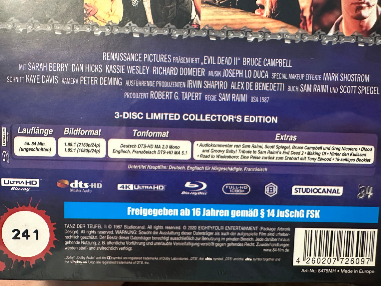The Evil Dead 2 4K Ultra HD/Blu ray-Mediabook-84 Ent-666 Made-Region B-NEW