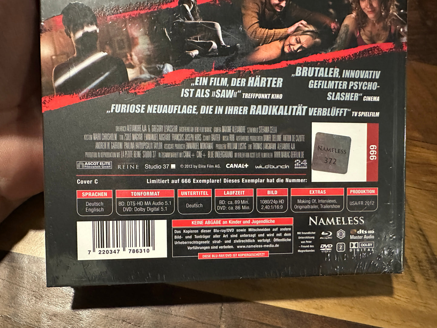 Maniac (Alexandre Ajas) (Blu ray Mediabook, Reg B, Nameless,666 Made, 6 Disc, NEW)
