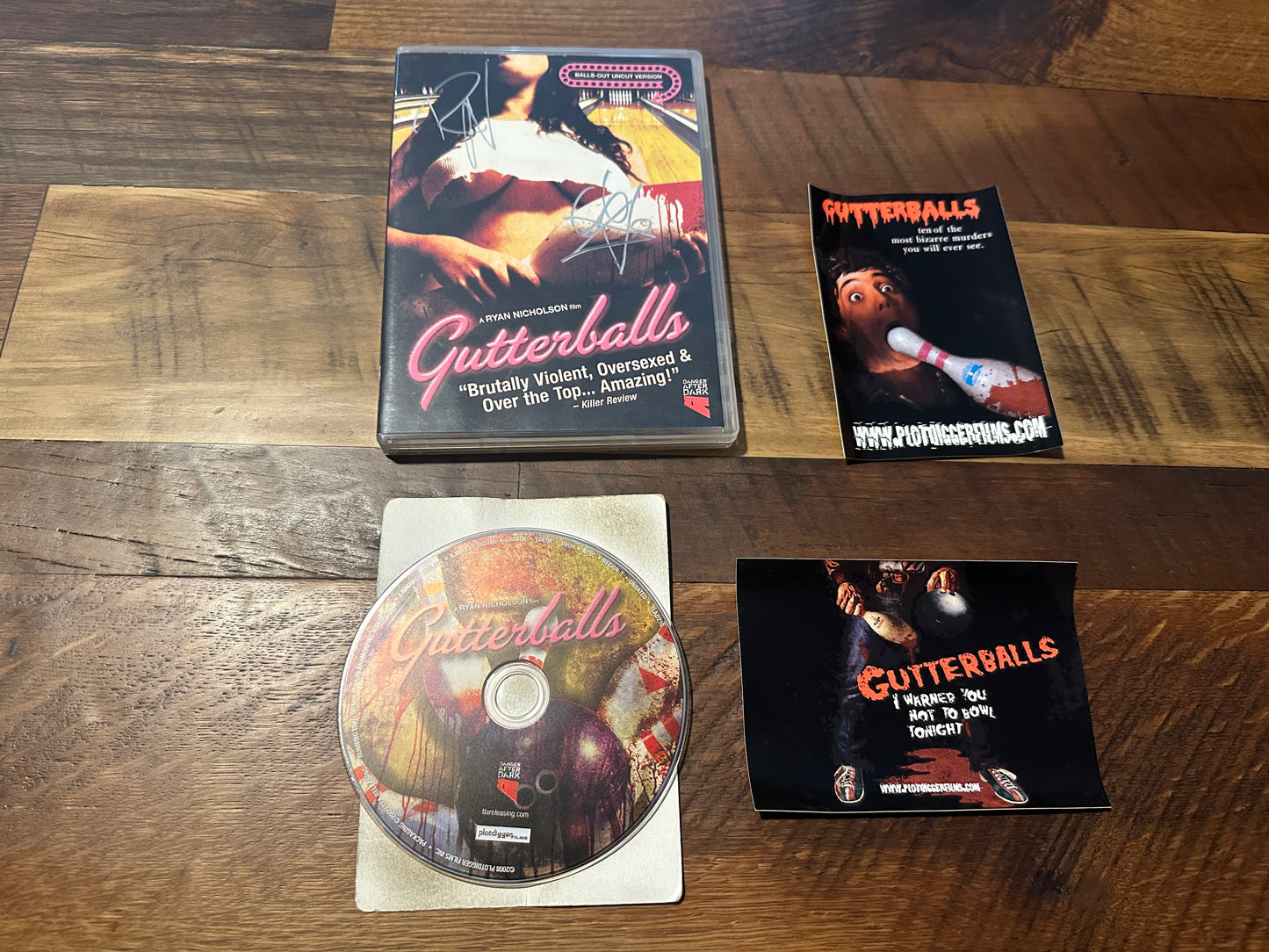 Gutterballs DVD-Danger After Dark-Signed X2-Ryan Nicholson Horror