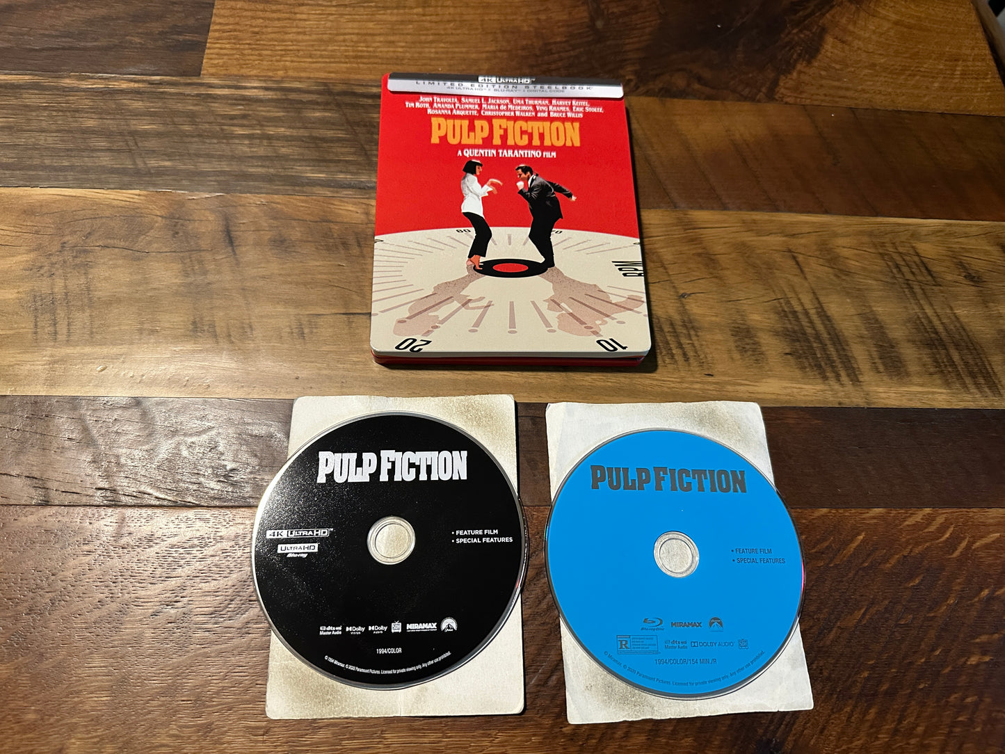 Pulp Fiction (4K Ultra HD/Blu ray, Steelbook, 2 Disc, 90’s Classic, No Digital)