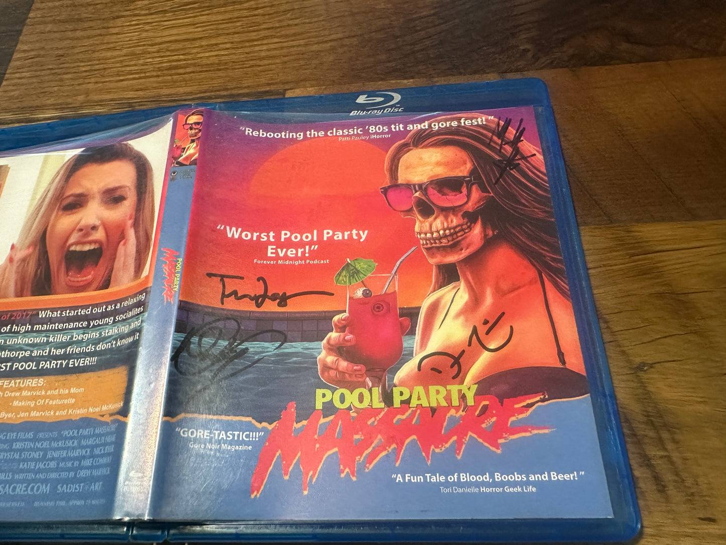 Pool Party Massacre Blu ray*Low Budget Horror*Rare Signed X4*