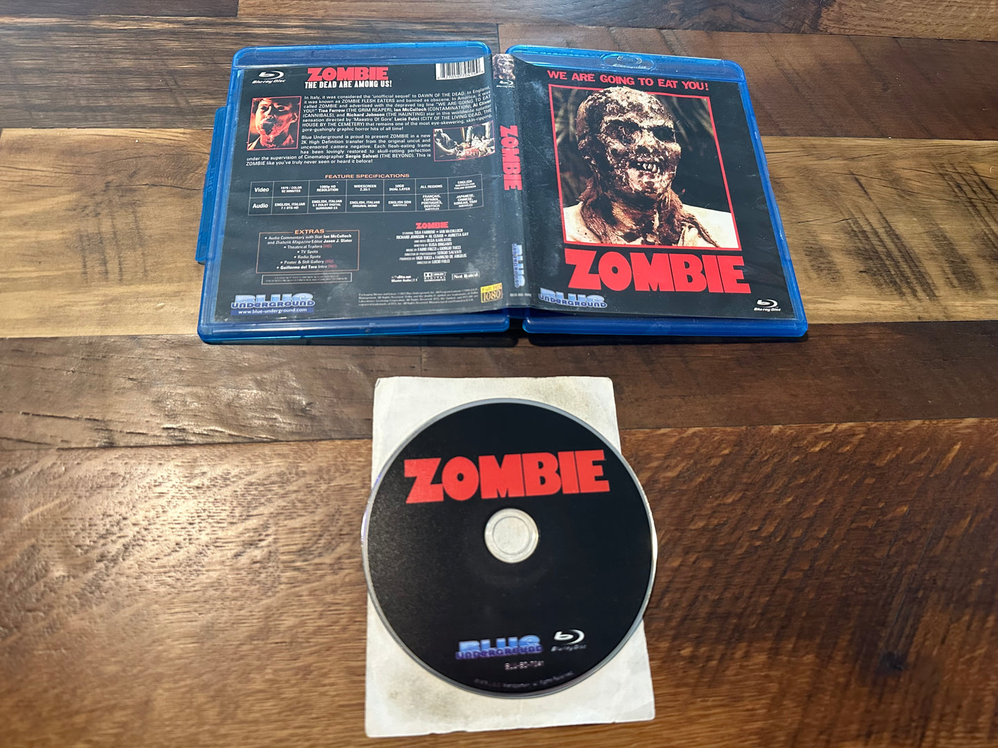 Zombie Blu ray-Blue Underground-70’s Lucio Fulci Horror