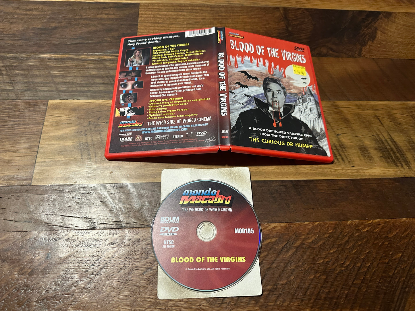 Blood Of The Virgins (DVD, Mondo Macabro, 60’s Horror Classic)