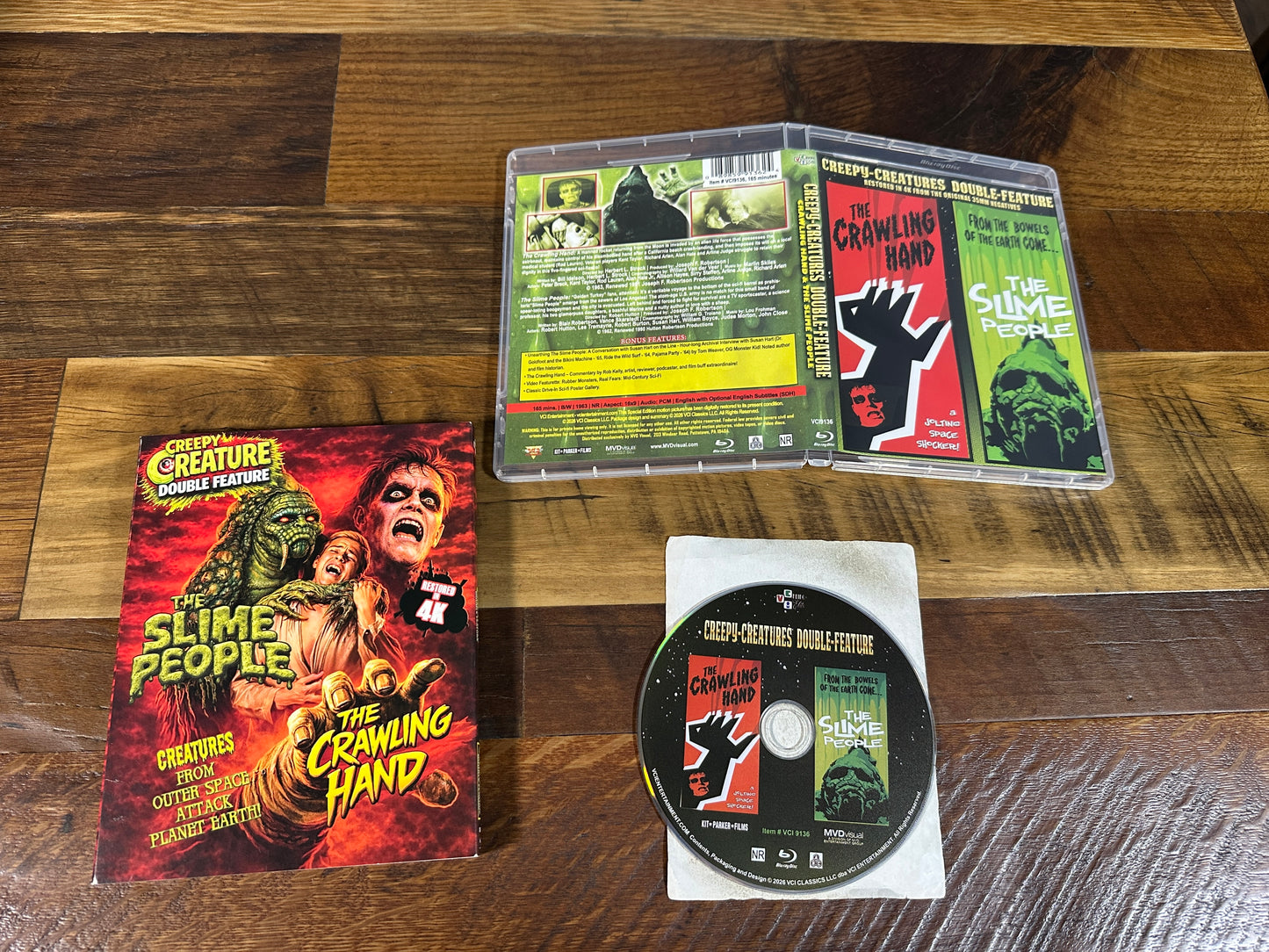 Creepy Creature Double Feature Blu ray, Slipcover, Slime People & Crawling Hand)