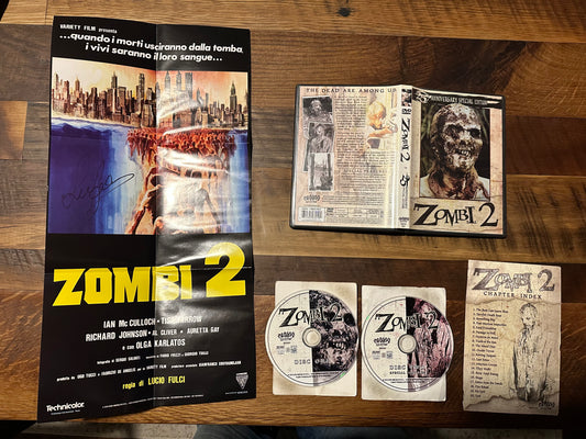 Zombi 2 DVD-Shriek Show-25th anniversary-Rare Signed Poster-2 Disc