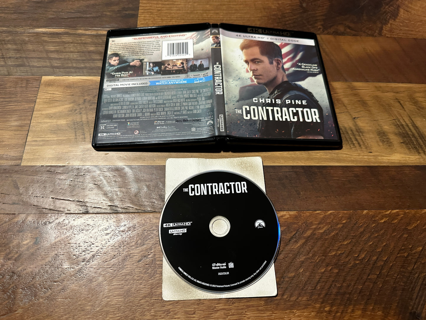 The Contractor (4K Ultra HD/Blu ray, Paramount, Chris Pine, No Digital)