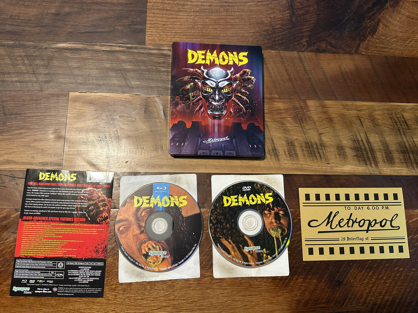 Demons Blu ray/DVD, Steelbook, 2 Disc, Synapse Films, 80’s Horror-m)