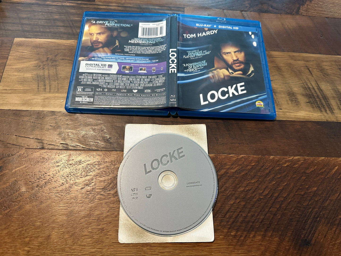 Locke (Blu ray, Lionsgate, 2014 Tom Hardy Classic, Widescreen, No Digital)