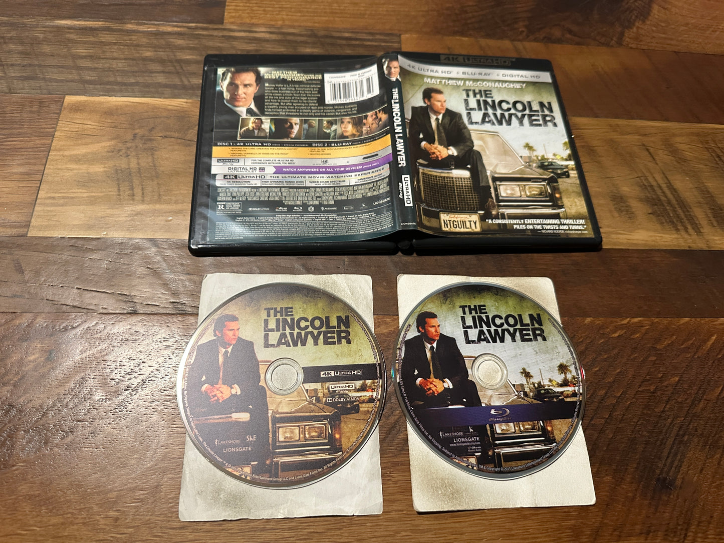 The Lincoln Lawyer 4K Ultra HD/Blu ray, Lionsgate, 2 Disc, No Digital)