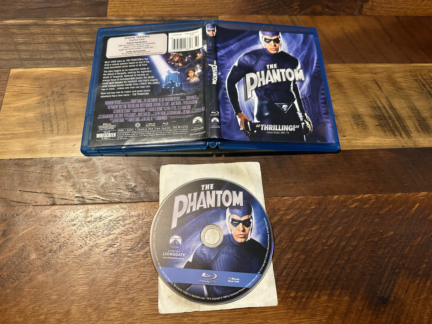 The Phantom 1996 (Blu ray, Lionsgate, Widescreen, Billy Zane)