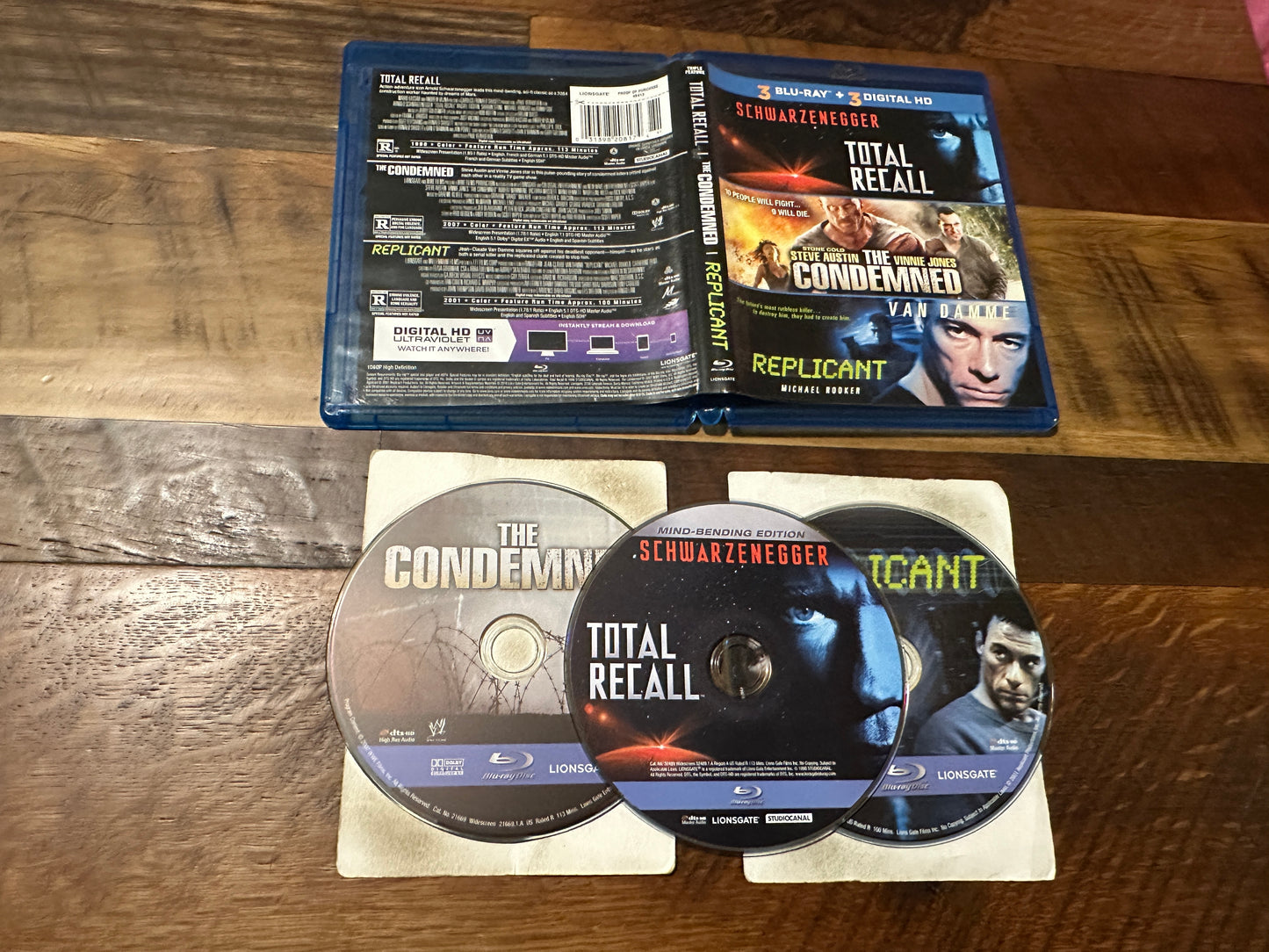 Total Recall & The Condemned & Replicant (Blu ray, Widescreen, No Digital)