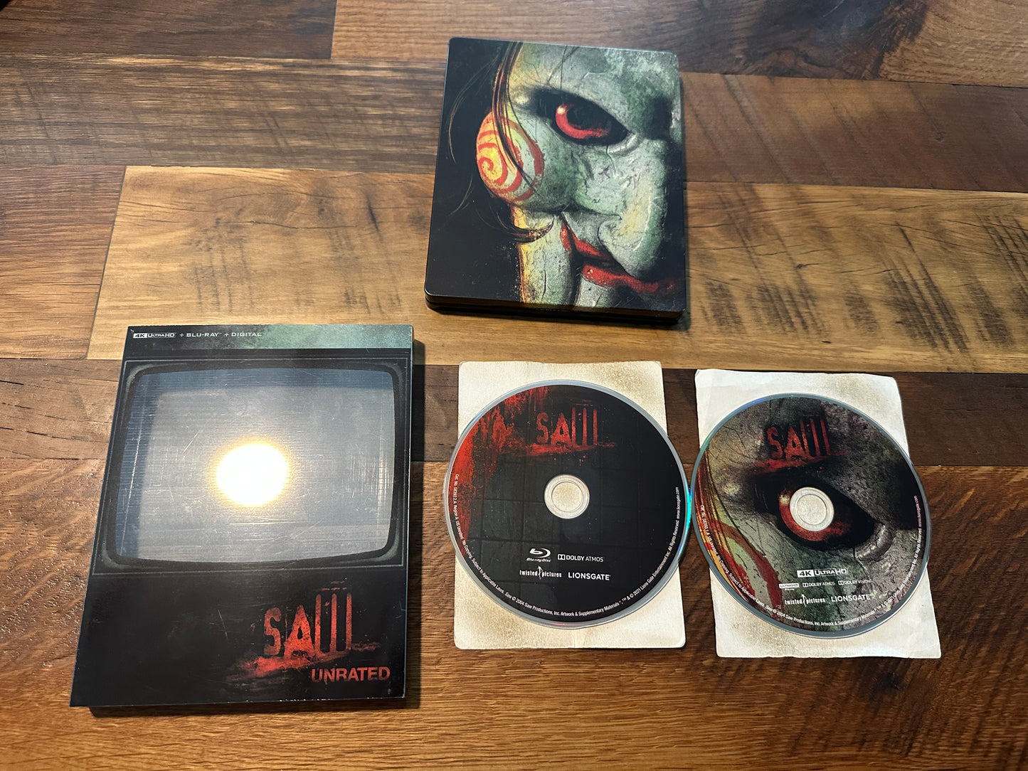 Saw (4K Ultra HD/Blu ray, Lionsgate, Steelbook, Slipcover, No Digital)