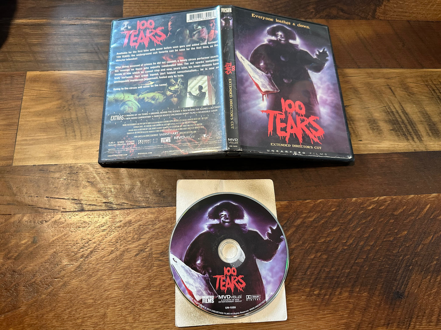 100 Tears DVD-Unearthed Films-Extended Director’s Cut-Clown Horror