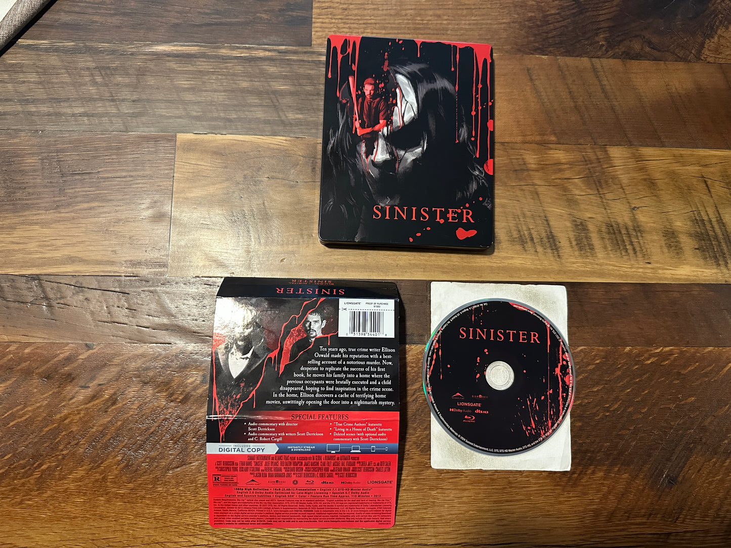 Sinister (Blu ray, Lionsgate, Steelbook, Classic Horror, No Digital)