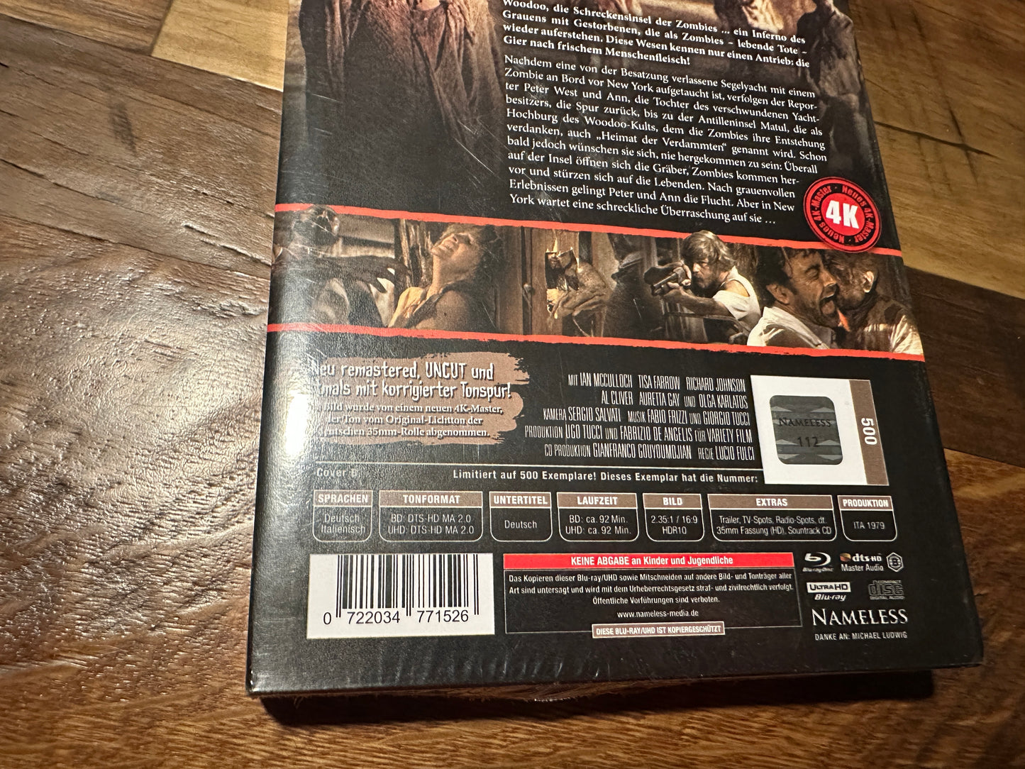 Zombie AKA Woodoo (4K Ultra HD, Mediabook, Nameless, 500 Made, NEW)