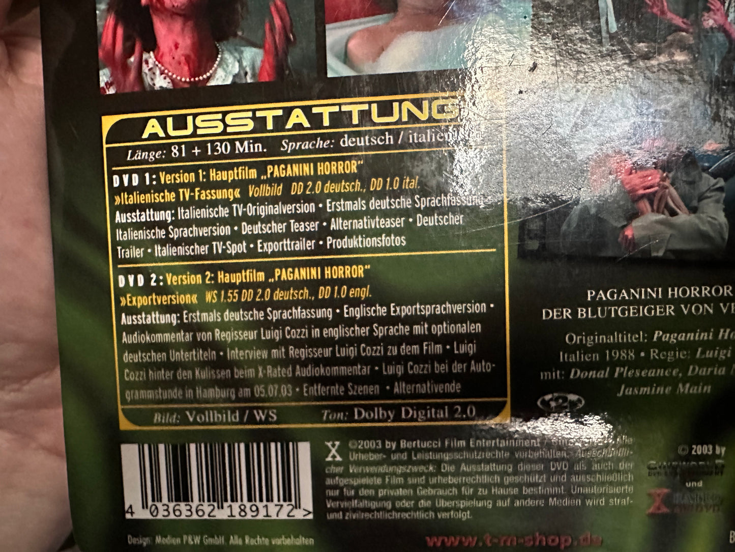 Paganini Horror DVD-Cineworld Ent-LG Hardbox-2 Disc Set-Region B-