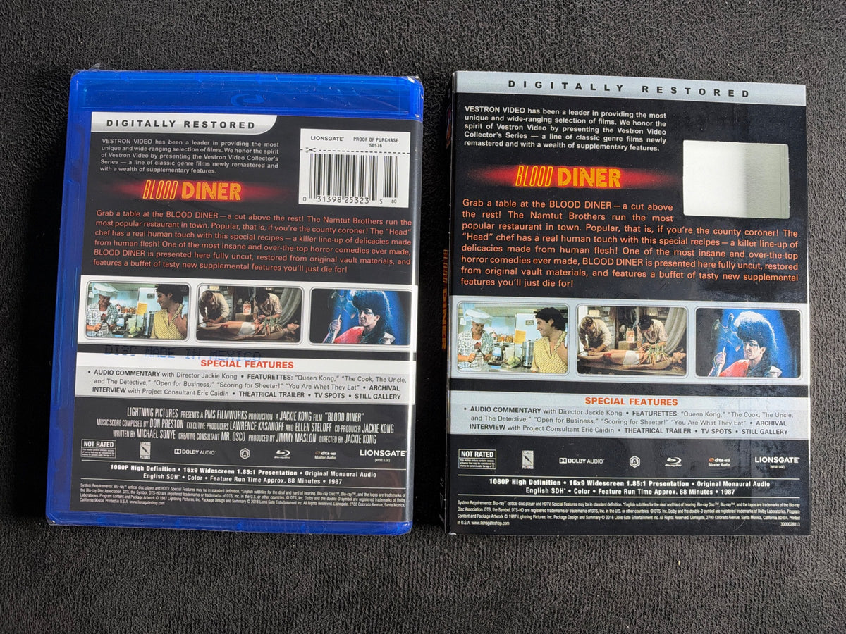 Blood Diner (Blu-ray, Vestron Video, Slipcover, 80's Classic, NEW/Sealed)