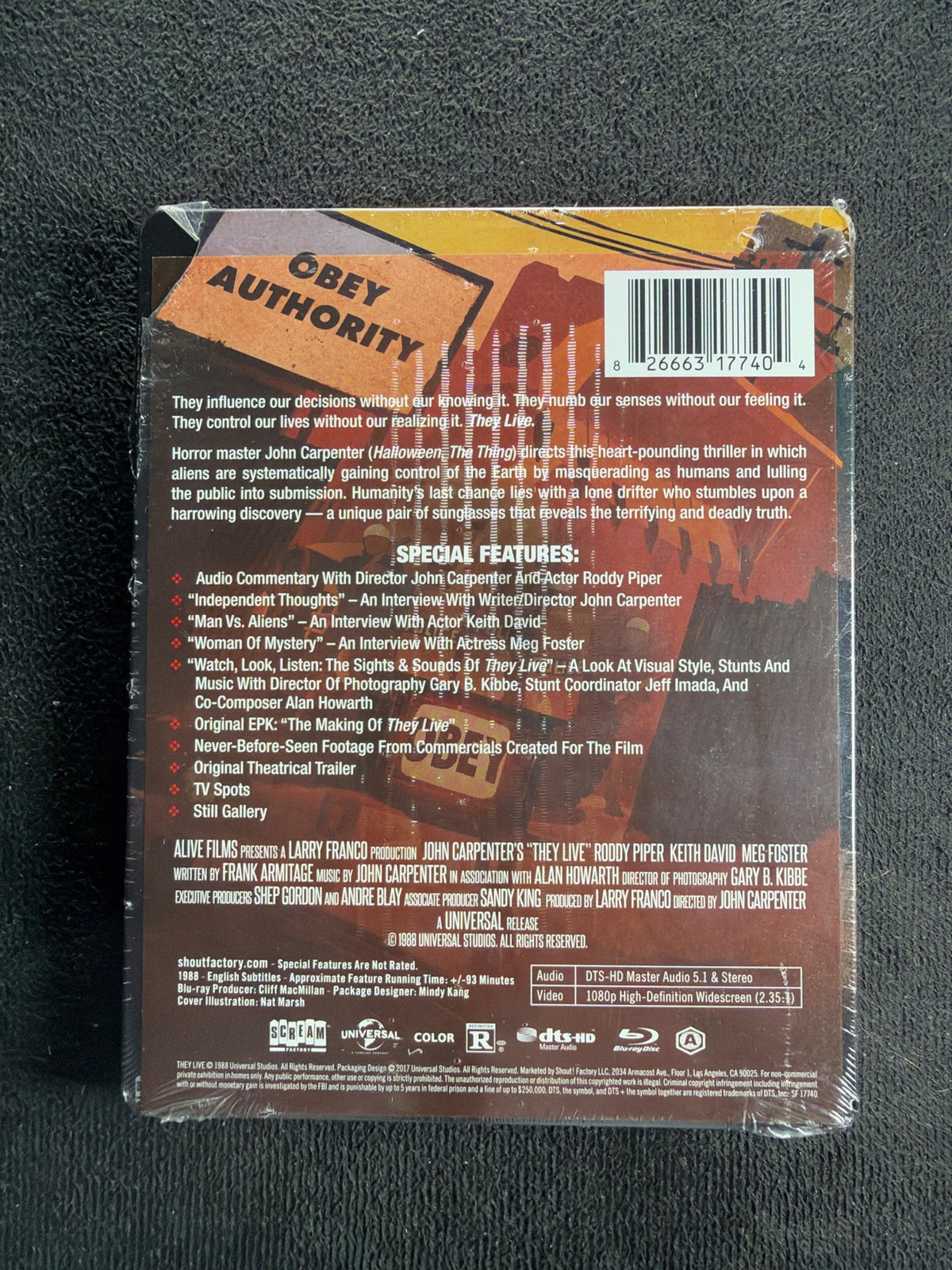 They Live (Blu-ray, Scream Factory, Steelbook, 80's Classic Horror, NEW/Sealed)
