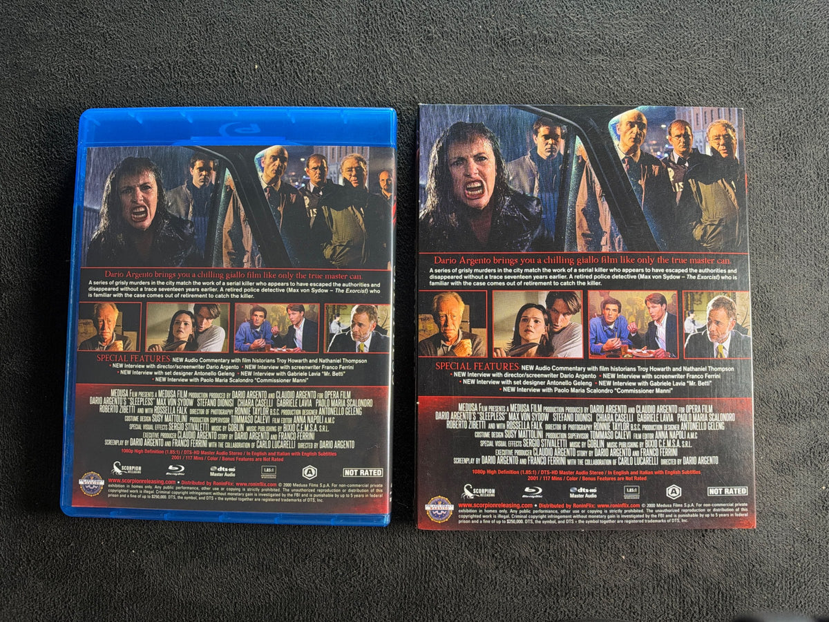 Sleepless (Blu-ray, Scorpion Releasing, Slipcover, Dario Argento Classic)