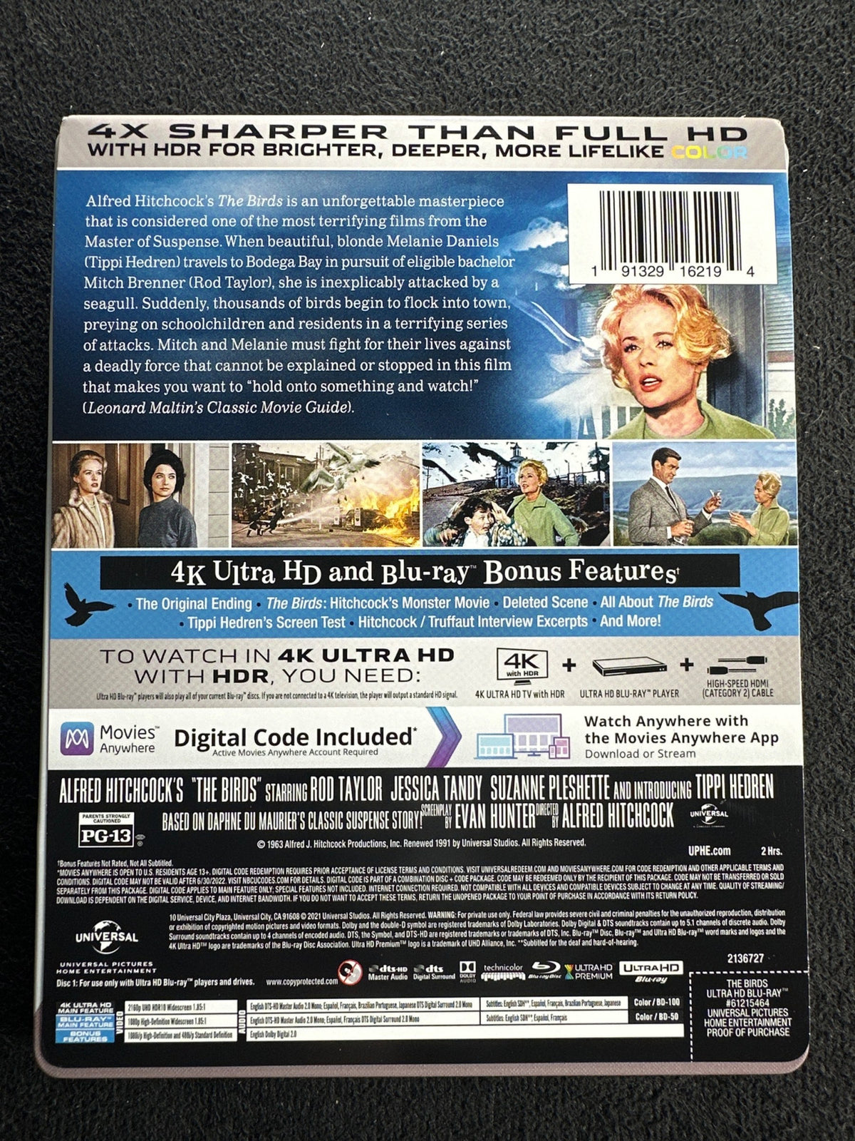 The Birds (4K Ultra HD Universal, Alfred Hitchcock Classic, No Digital)