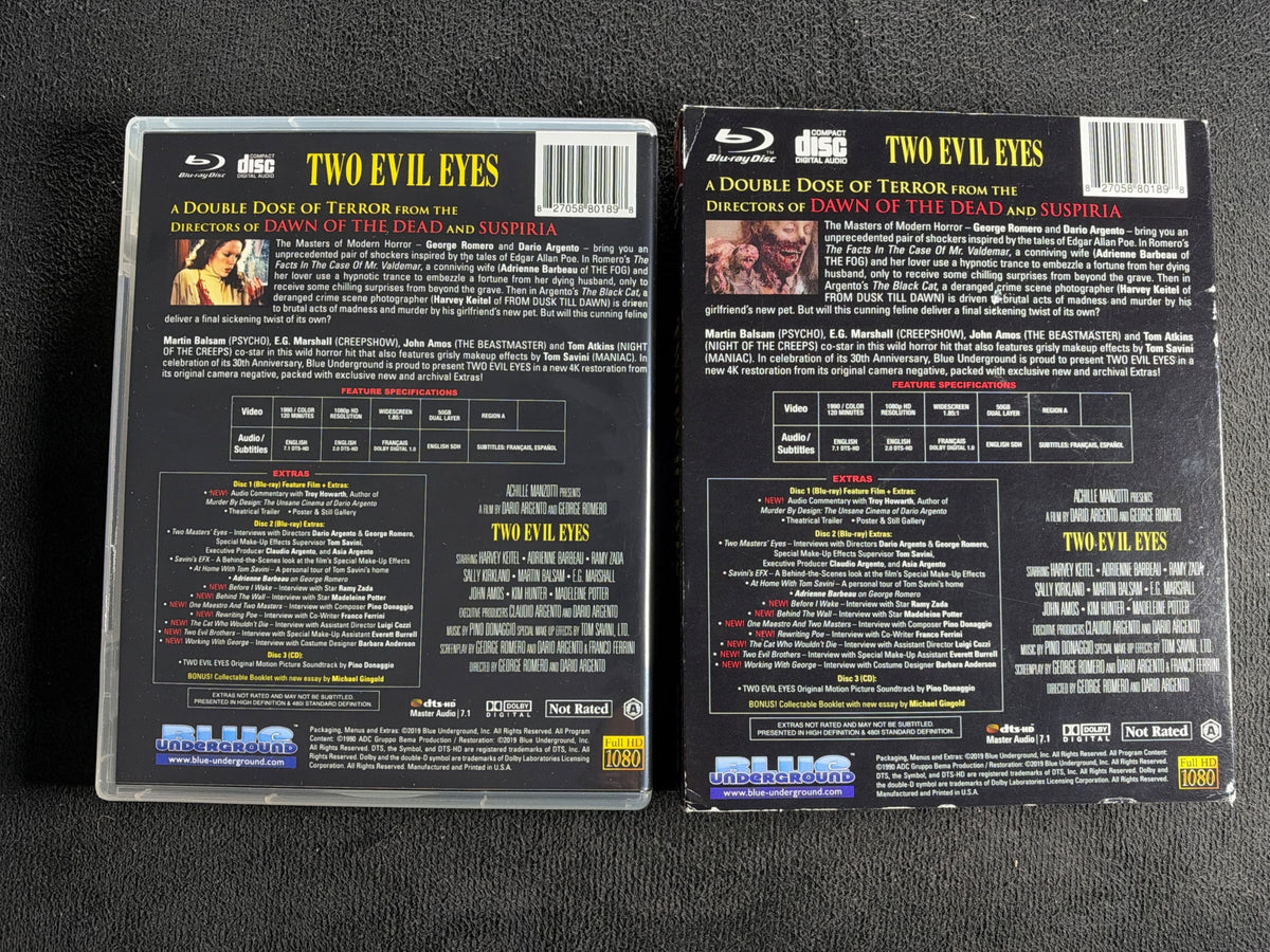 Two Evil Eyes (Blu-ray, Blue Underground, Slipcover, 3-Disc Limited Edition)