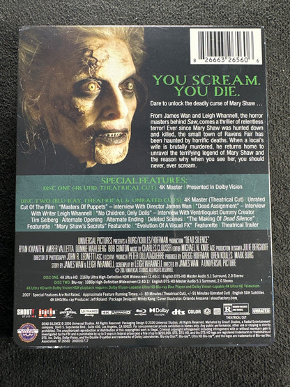 Dead Silence (4K UHD, Scream Factory, Steelbook, NEW/Sealed)