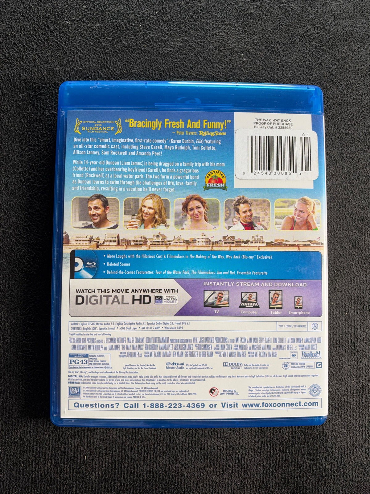 The Way Way Back (Blu-ray, Warner Home Video,  2013 Classic, No Digital)