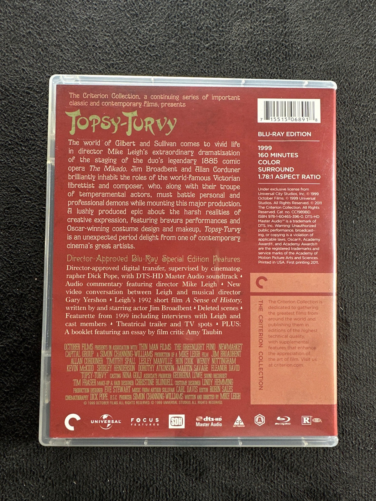 Topsy-Turvy (Blu-ray, Criterion Collection, Special Edition,  90's Classic)