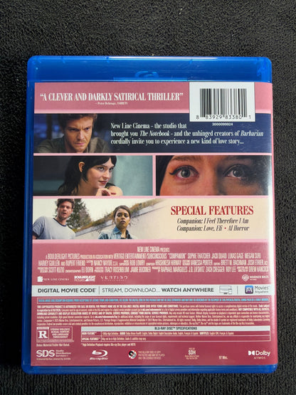 Companion (Blu-ray, Warner Bros, 2025 Horror, Widescreen, No Digital)