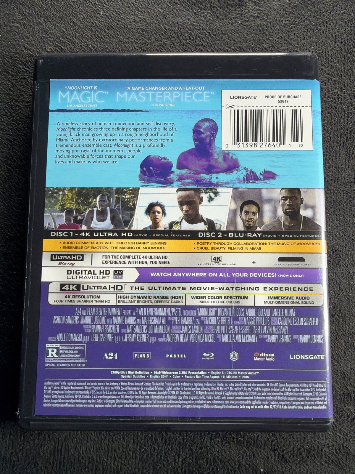 Moonlight (4K UHD, Lionsgate Films, Widescreen, No Digital)