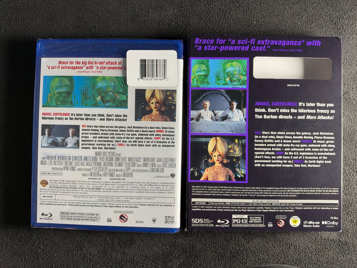 Mars Attacks! (Blu-ray, Warner Bros., Glow in the Dark Slipcover, NEW/Sealed)