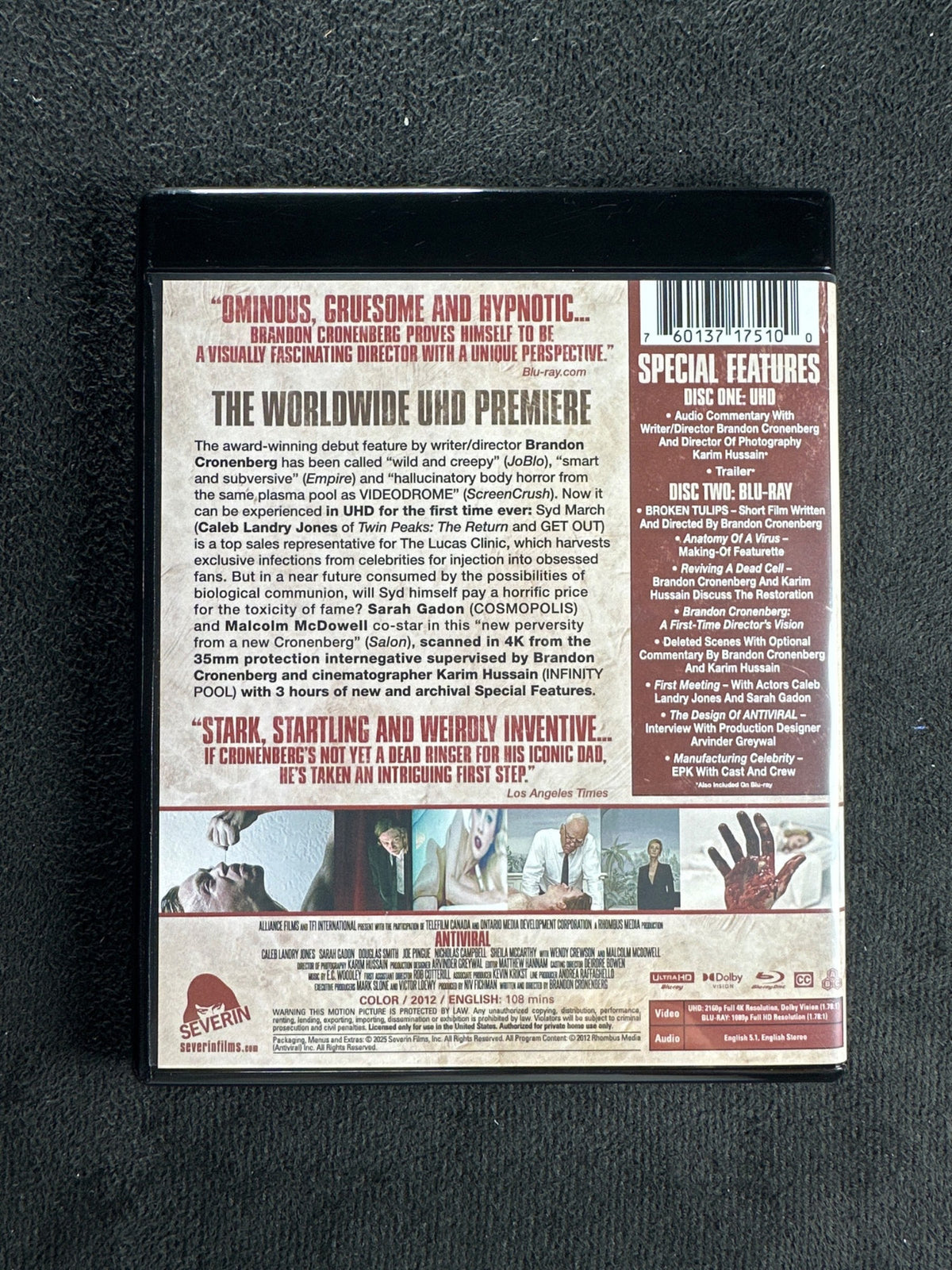Antiviral (4K Ultra Video, Severin Films, 2 Disc, 2012 Classic)