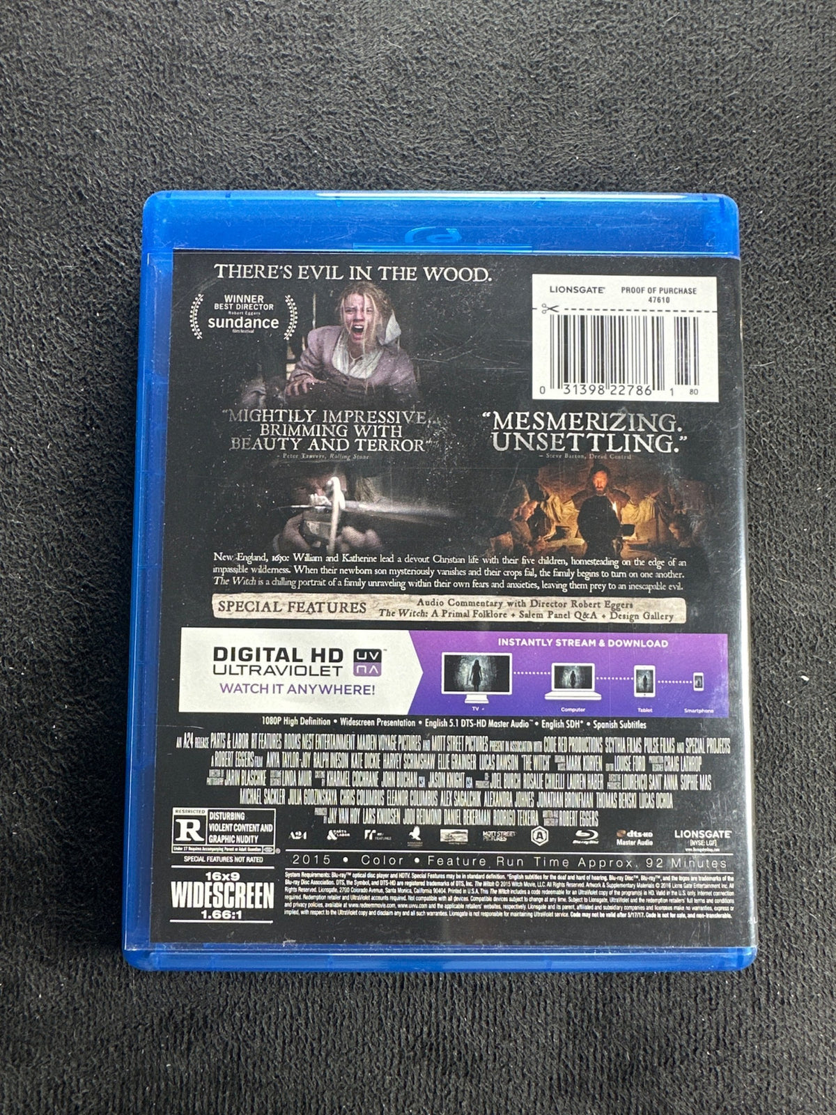 The Witch (Blu-ray, A24, 2015 Horror, Widescreen, No Digital)