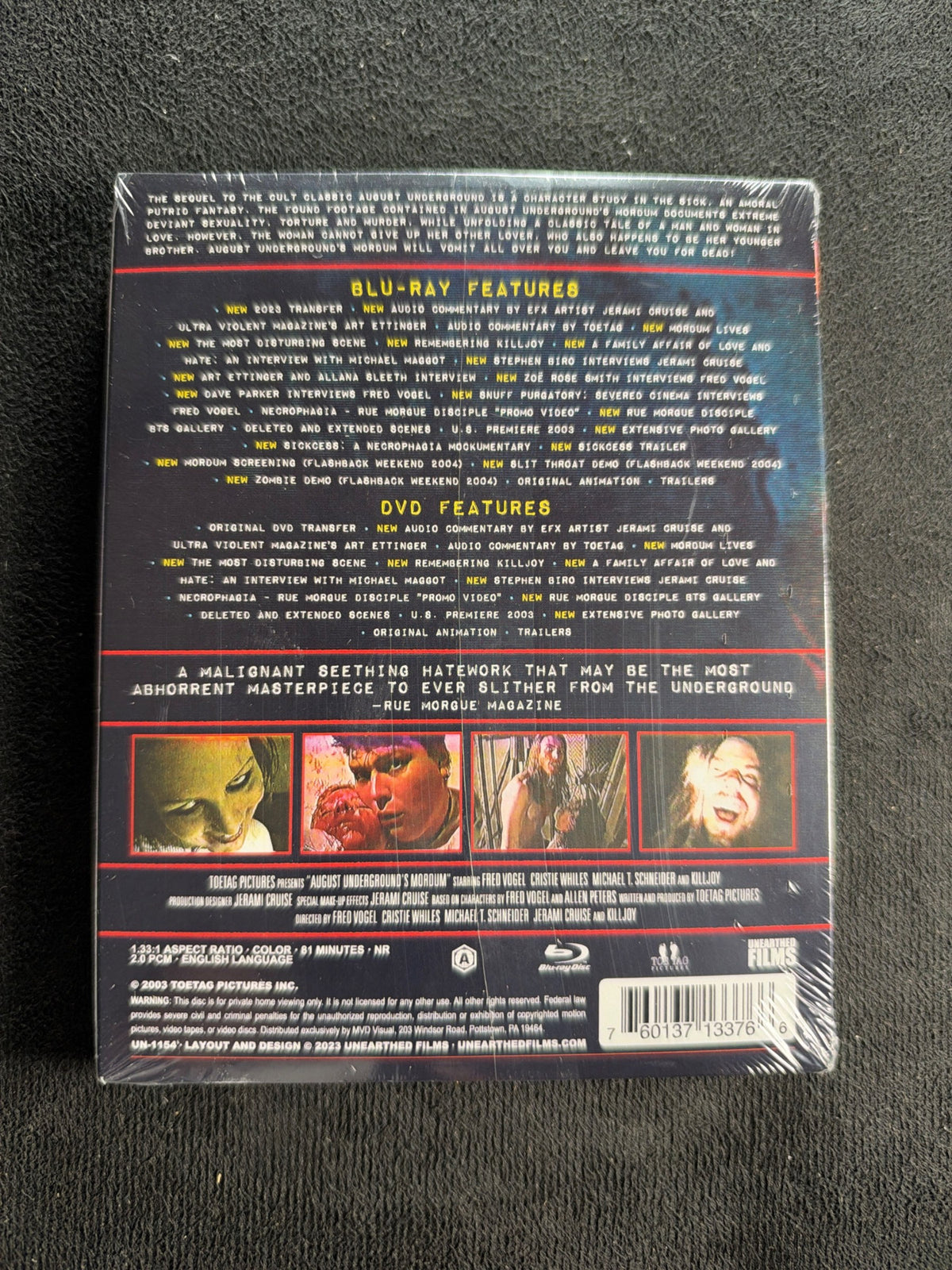 August Underground's Mordum (Blu-ray, Slipcover, NEW/Sealed)