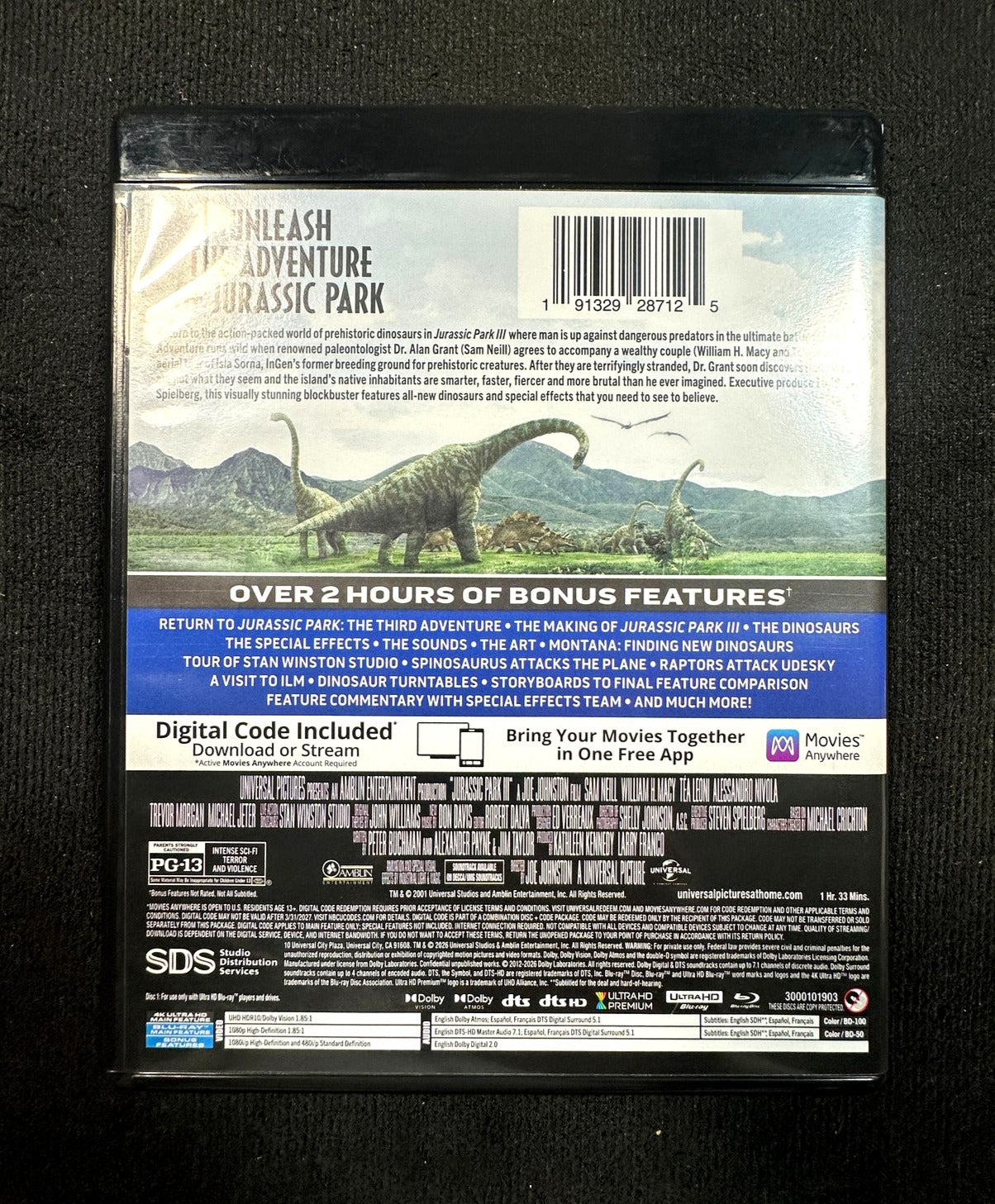 Jurassic Park III (4K Ultra HD, 2 Disc, Universal,  No Digital)