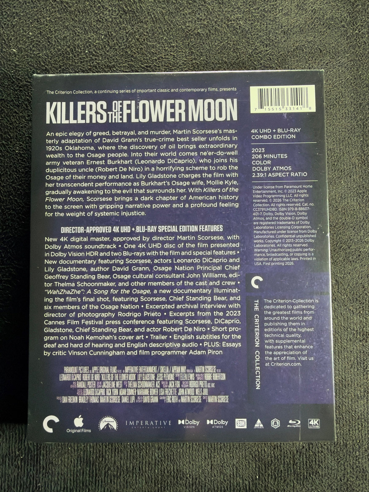 Killers of the Flower Moon (4K Ultra HD, Criterion Collection, NEW/Sealed)
