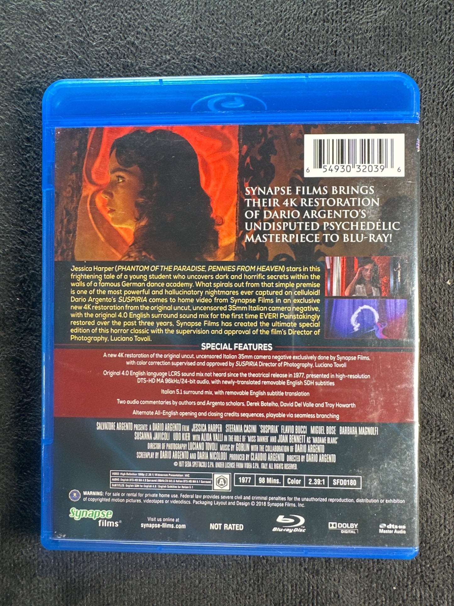 Suspiria (Blu-ray, Synapse Films, 70's Horror Classic, Dario Argento)
