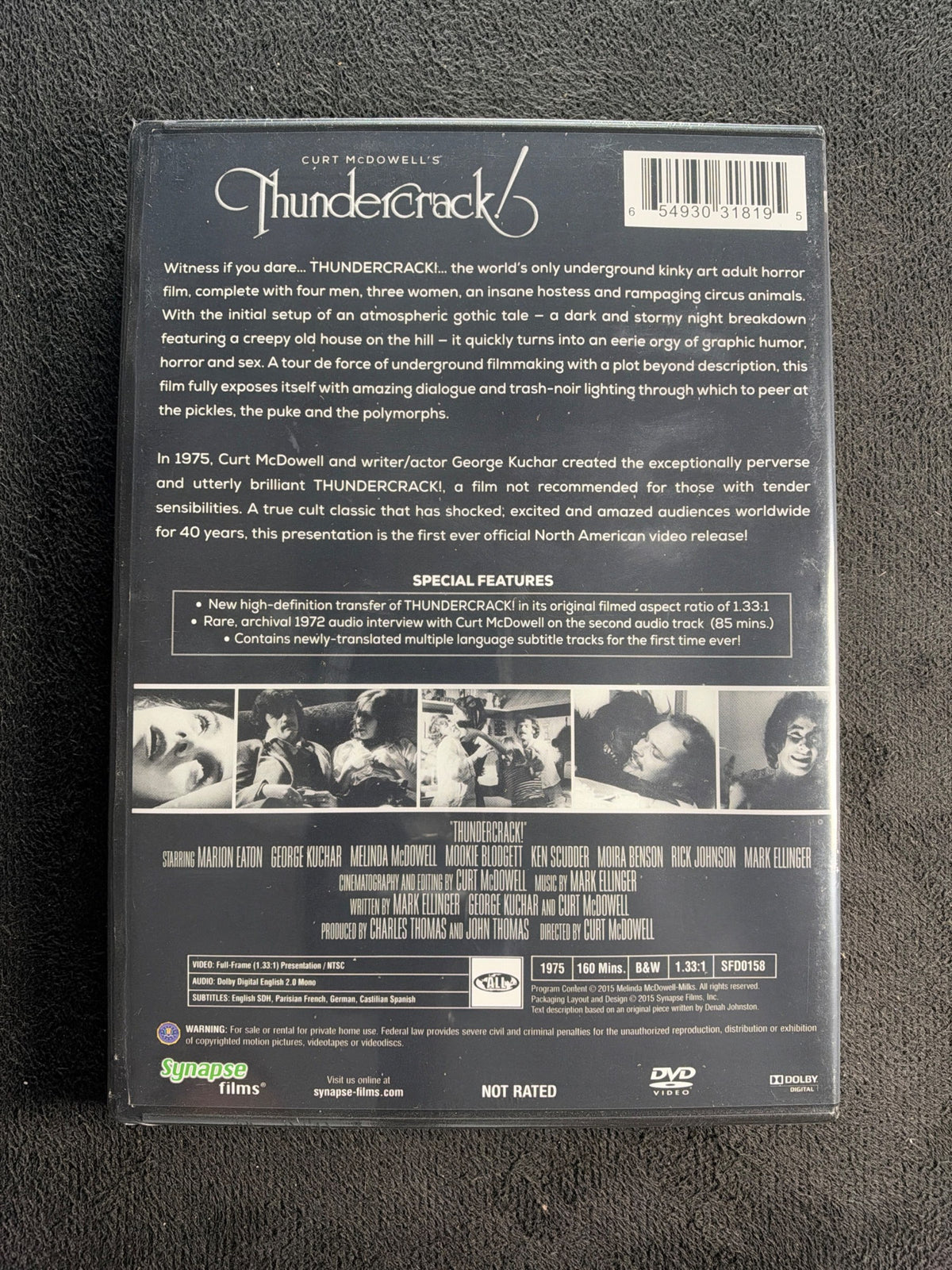 Thundercrack!  (DVD, Synapse Films, 70's Classic, Curt McDowell, NEW/Sealed)