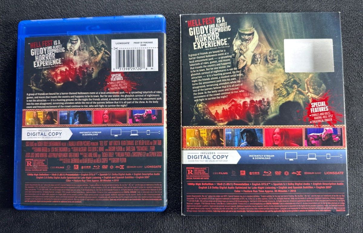 Hell Fest (Blu-ray, Lionsgate Films, 2018 Horror, Widescreen, Slipcover)