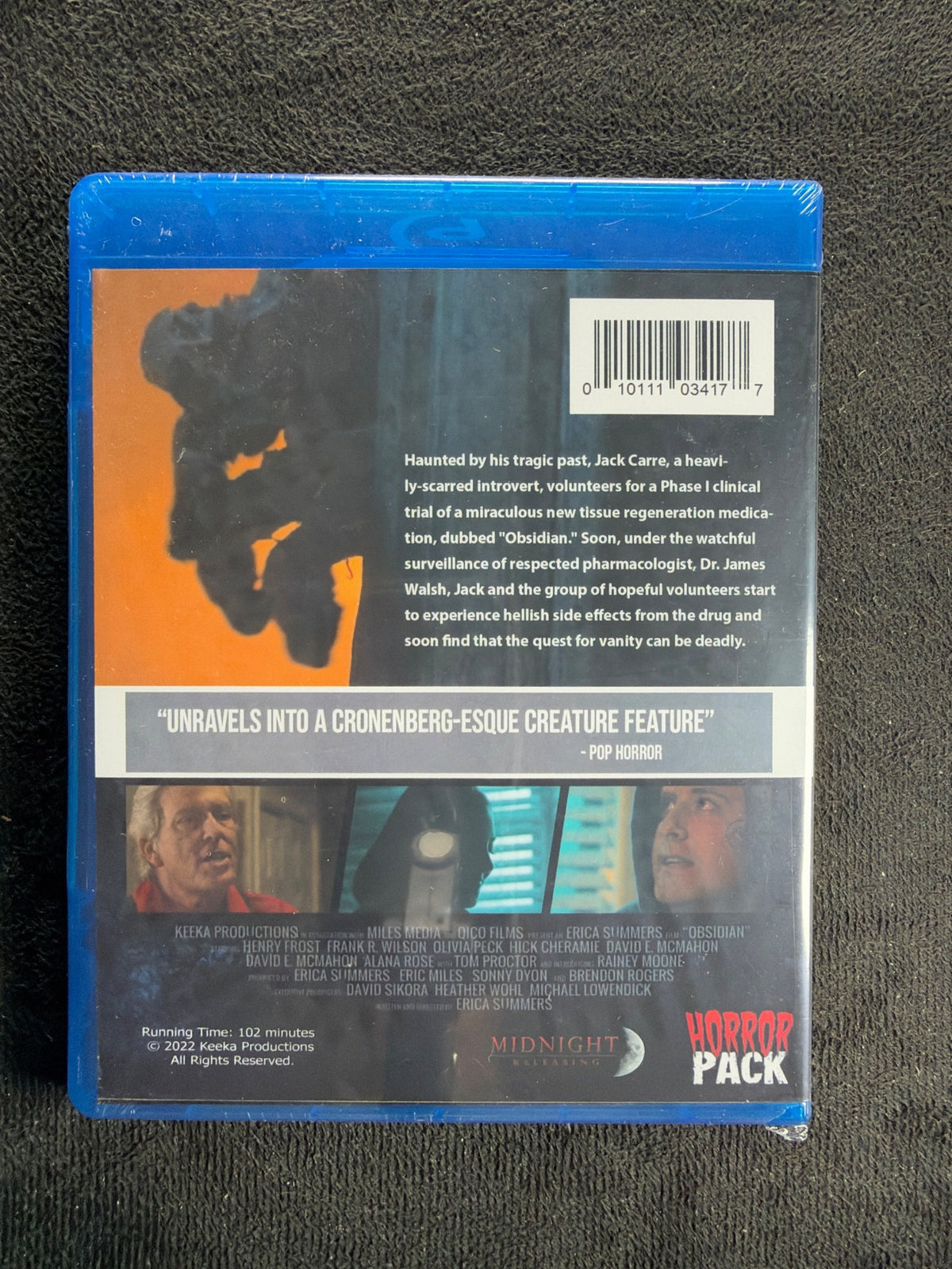 Obsidian (Blu-ray, Midnight Releasing, 2020 Horror, Widescreen, NEW/Sealed)