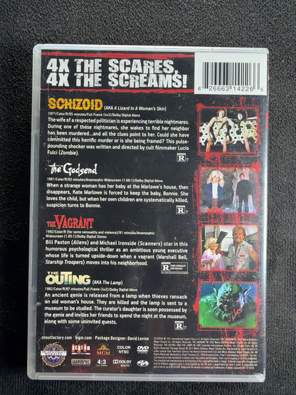 4 All Night Horror Marathon: Schizoid, Vagrant , Godsend, Outing (DVD, Shout,OOP