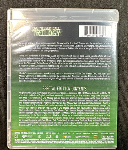 One Missed Call Trilogy (Blu-ray, Arrow Video, Classic Horror), US Release)