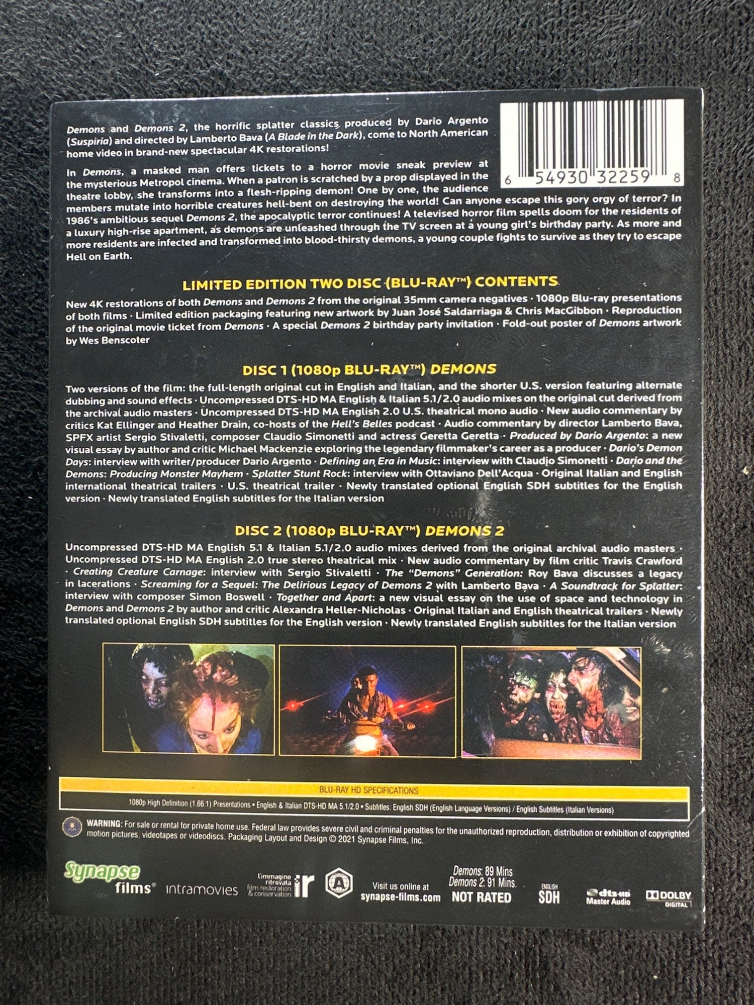 Demons I & II (Blu-ray, Synapse Films, Slipcover, Special Ed, NEW/Sealed)